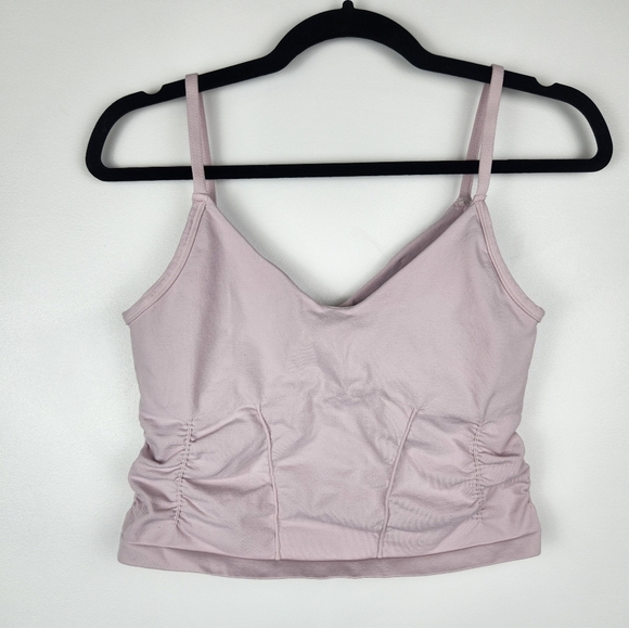 Free People Good Karma Rouched Cropped Tank Pink Size M/L - Picture 1 of 5